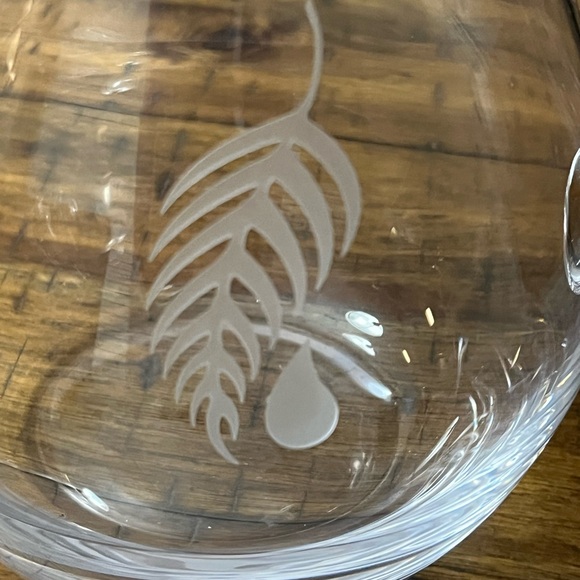 Vintage Etched Leaf Glass Pitcher - Picture 4 of 5